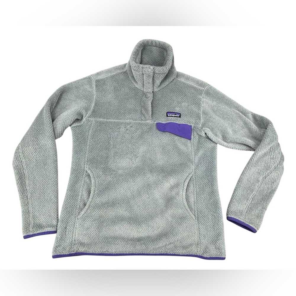 Patagonia | Re-Tool Snap-T Fleece Pullover | Tailored Grey/Purple | Size Medium - Picture 2 of 9